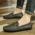 thumbnail image 6 of Spring Summer New Men's Casual Hollow Loafers Slip On Breathable Mesh Leather Flats Boat Shoes Driving Shoes Moccasins, 6 of 15