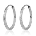 thumbnail image 3 of 14K Solid White Gold Square Tube Endless Round Small Hoop Earrings, 3 of 10