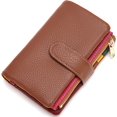 thumbnail image 1 of Small Bifold Real Leather Wallet Women Designer Minimalist RFID Blocking Wallet with Removable Card Holder & Coins Pocket (Brown), 1 of 1
