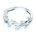 thumbnail image 3 of Sterling Silver Twisted Olive Branch Leaf Simulated Round Brilliant Diamond Promise Ring Wedding Band For Women (9.5), 3 of 6