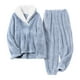thumbnail image 1 of Minnieouse Conjunto de pijamas de franela de otoño e invierno para mujer, cálido y cómodo, conjunto de pijama de terciopelo cálido para Pijama Azul claro S, 1 of 6