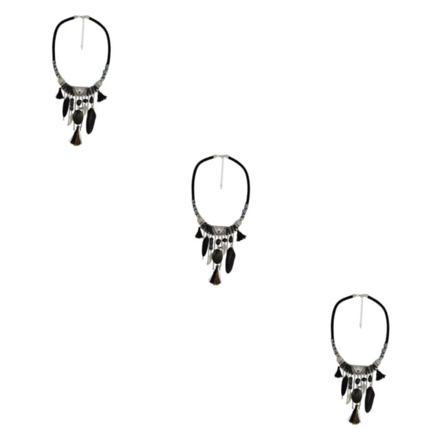 maskred Exquis Turquoise Pompons Choker Bohème Déclaration Collier Noir 45 + 8cm 3Set