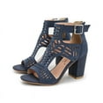 thumbnail image 3 of Women's Heeled Sandals Dressy Out Fish Mouth Heels Chunky Block Ankle Strap Sandals Casual, 3 of 6