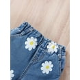 thumbnail image 3 of Baby Girl Floral Print Paperbag Waist Denim Shorts, 3 of 5