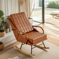 thumbnail image 4 of VECELO Nursery Rocking Chair with High Backrest, PU Leather Comfortable Rocker with Padded Seat for Living Room, Bedroom, Brown, 4 of 9