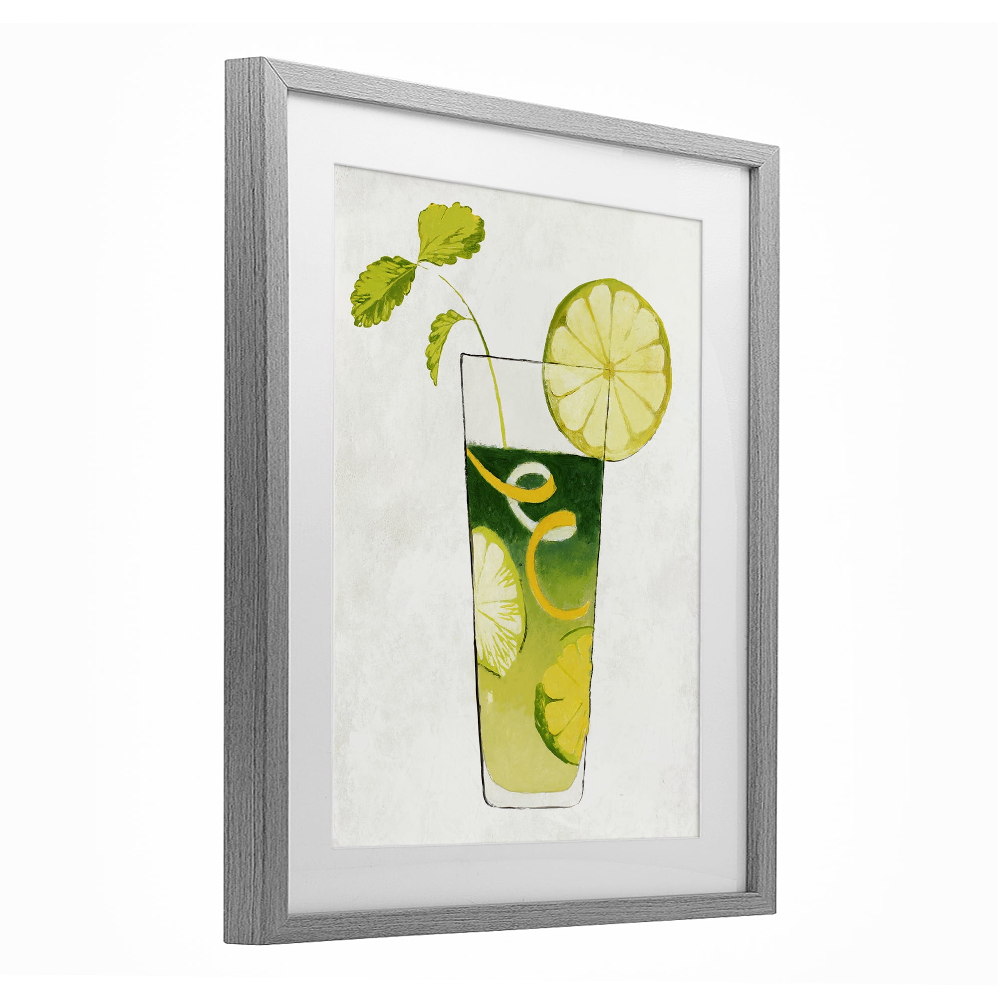 Stupell Industries Summer Cocktail Lime Mint Gray Framed Print Under Glass, design by Lorenzo Collective