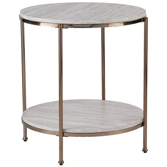 Meubles Silas 22" Rond en Faux Pierre Table Haute en Champagne