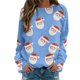 thumbnail image 1 of Gibobby Sudaderas navideñas Blusa de sudadera estampada con cuello redondo y manga larga para entrenamiento diario en casa y al libre para mujer(Azul,M), 1 of 5