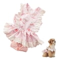 thumbnail image 1 of Dog Dress with Sanitary Panty for Female Dogs, Washable Reusable Diaper Cover for Heat Cycle, Potty Training & Incontinence, Ruffle Pet Clothes with Button Closure, 1 of 8