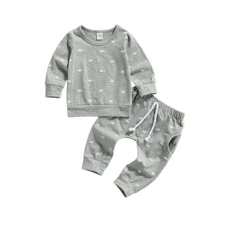 

Fullvigor Baby Boy Girls Long Sleeve Sweatshirt Pullover Top Jogger Pants Set Tracksuit