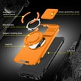 thumbnail image 4 of 360° Rotatable + 100° Fold Ring Stand Slim Fit Case for Motorola Moto G 5G 2025, with Sliding Camera Cover Shockproof Protection Matte Hybrid Phone Cover, Support Magnetic Car Mount, Orange, 4 of 9