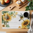 thumbnail image 2 of Summer Sunflower Placemats Set of 1, Leaves Hummingbird Vintage Wood Grain Non-Slip Place Mats Washable Table Mats for Kitchen Dining Table Decorations Indoor/Outdoor, 2 of 9