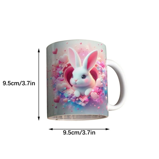 Taza de cerámica de Pascua para café o té, vajilla festiva con decoración de conejo, 350 ml, taza para bebidas calientes, ideal para café o té. Taza de cerámica festiva con asa para el hogar y la