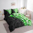 thumbnail image 3 of Manfei Abstract Swirl Stripes Twin Bedding Sets 7-Piece for Teens,Geometric Lines Bedding Comforter Set Microfiber,Black Green Breathable Sheet Sets,Lightweight Room Decor,Reversible, 3 of 8