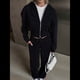 thumbnail image 5 of Conjunto Deportivo para Mujer: Sudadera con Capucha y Cremallera de Larga con Pantalones de Color Liso con Cordones - Conjunto de Dos Piezas Negro L, 5 of 6