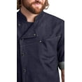 thumbnail image 4 of Industry Line Men's Asymmetrical Premium Denim Chef Coat with Mesh Side Panels (Blue Denim/Black), 4 of 4