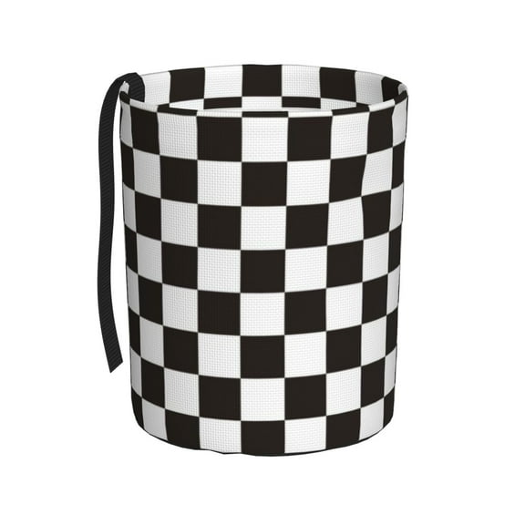 Kdxio Black and White Checkerboard Car Trash Can Garbage Car Accessories Trash Can Car Waste Bin for for Driver and Passenger Any Vehicle