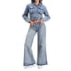 thumbnail image 2 of CHAQUETA DE MEZCLILLA CASUAL PARA MUJER INSPIRE CHIC CON CREMALLERA Y MANGAS LARGAS, BOLSILLOS, LONGITUD CORTA, TALLA XL, AZUL DESGASTADO, 2 of 6