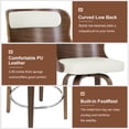 thumbnail image 2 of FANCROU 26 inch Swivel Counter Height Bar Stools Set Of 2, PU Leather Seat With Solid Bentwood Back And Legs , Bentwood Walnut Color Back And Legs, White, 2 of 6