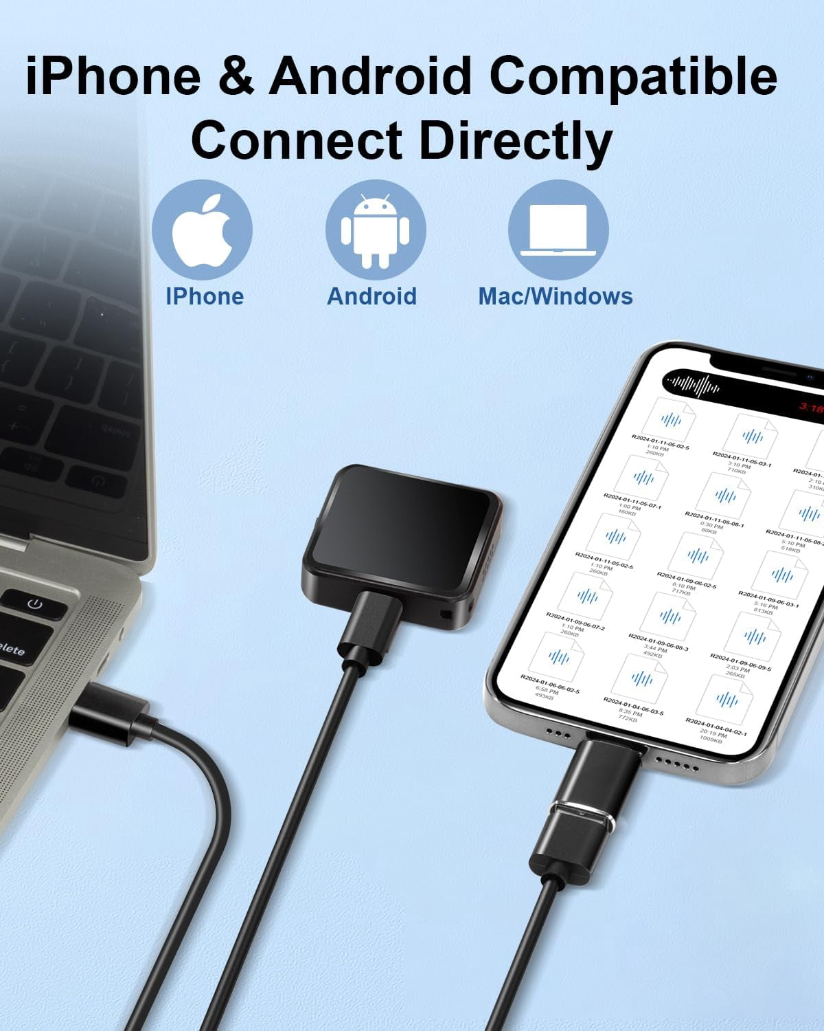 64GB (800 Hour) Digital Voice Activated Recorder with AI-Triple Noise Reduction, USB-C Magnetic Audio Recorder,Portable HD Microphone Sound Recording Device for Lectures Meetings Interviews