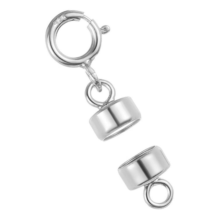 Magnetic Necklace Clasps and Closures, 2 Pcs 925 Sterling Silver Magnetic  Clasps for Necklaces White Gold Plated Converter Closures Connector Clasps