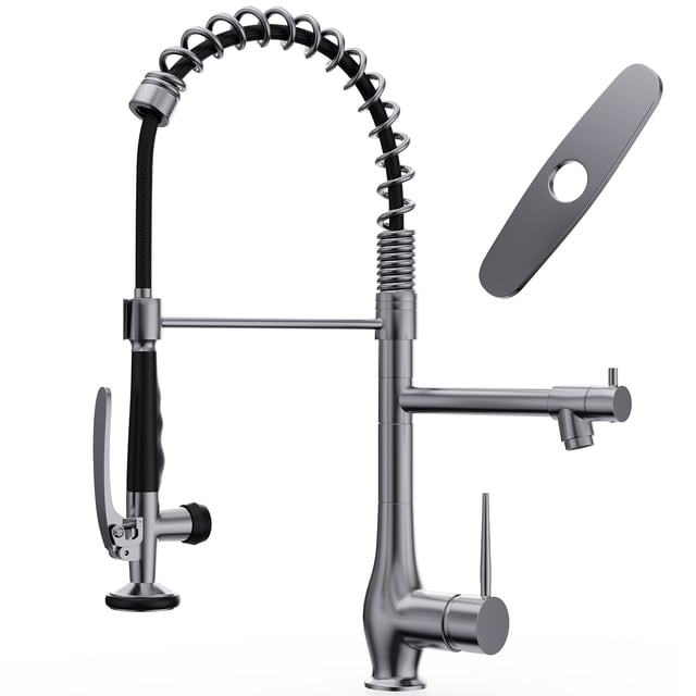 Grifo de cocina GIMILI de acero inoxidable negro con rociador desplegable