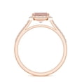 thumbnail image 3 of 925 Sterling Silver Emerald Cut Morganite Halo Ring, Moissanite Engagement Ring in Rose Gold Plated| Birthstone Wedding Ring, Birthday, Anniversary Jewelry, Ring Size 5, 3 of 4