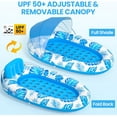 thumbnail image 6 of 3-in-1 Pool Float for Adults with Canopy & Cup Holder, Extra Large Inflatable Pool Lounger Floats, Heavy Duty Adult Rafts Floaties for Swimming Pool, Lake, Beach, Water Pool Party, 6 of 8