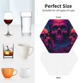 thumbnail image 6 of Fuzoiu Purple-Red Skull Print Leather Coasters Set,Drink Coasters Set of 4,for Tabletop Protection, Durable PVC Coasters,Home Décor and Housewarming Gift-Hexagon, 6 of 6