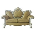 thumbnail image 2 of Benzara Upholstered Faux Leather & Solid Wood Loveseat in Beige and White, 2 of 5