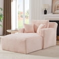 thumbnail image 2 of Tmsan 65.4" Chaise Lounge Chair Indoor, Corduroy Oversized Boneless Chairs Sofa Bed with 3 Pillows, Deep Seat Comfy Upholstered Reading for Living Room,Office, Bedroom, Apartment, Pink, 2 of 8