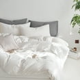 thumbnail image 2 of MooMee Duvet Cover Set Cal-King 100% Washed Cotton Twill Ultra-Soft Breathable Linen Like 3-Piece (Off White, 104"x98"), 2 of 7