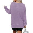 thumbnail image 6 of TEMOFON Womens Long Sleeve Shirts Blouse Oversized Tops Waffle Knit Crew Neck Sweatshirts Fashion Side Slits Casual Pullover Purple, 6 of 10