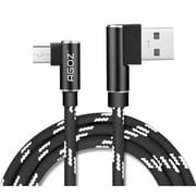 Agoz 10ft L Shape Right Angle Micro USB Fast Charger Cable for Samsung Galaxy S7 Active, S7 Edge, Note 5, Note 4, A6, S6, J7 V, J7 Sky Pro, Perx Prime, J3 Aura Emerge Luna, 90 Degree Charging Cord