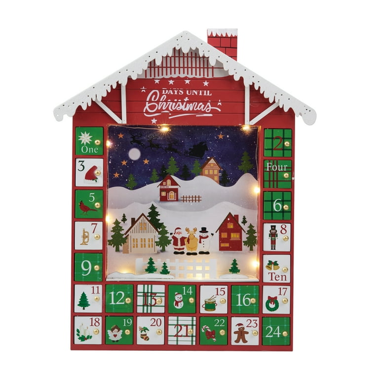 Holiday Time MDF Led Lighted Advent Calendar - Walmart.com