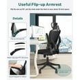 thumbnail image 3 of VANSPACE Home Office Chair with Arms High Back Mesh Computer Chair Swivel Wheels Ergonomic Task Chair with Lumbar Support, Adjustable Headrest, Black, 3 of 8