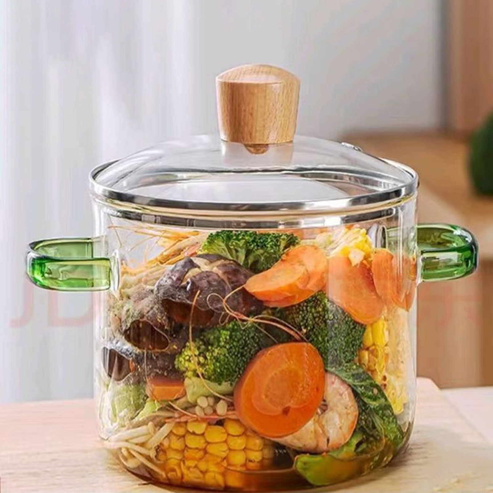 Couvercle Pour Pot En Verre Marmite En Verre Borosilicate 1,5L - Résiste à 300°C - Avec Couvercle Et Poignées Marmite Transparente Induction