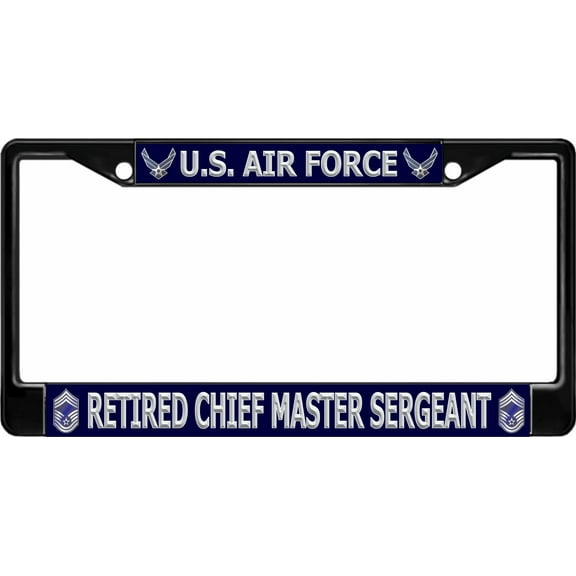 U.S. Air Force Retired Chief Master Sergeant Black License Plate Frame