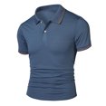 thumbnail image 2 of hoksml Men's Summer Thin Polos Shirt Casual Loose Lightweight T Shirt Solid Color Collared Button Short Sleeve Comfortable Breathable Turndown Collar Top Elastic Cuffs, 2 of 5