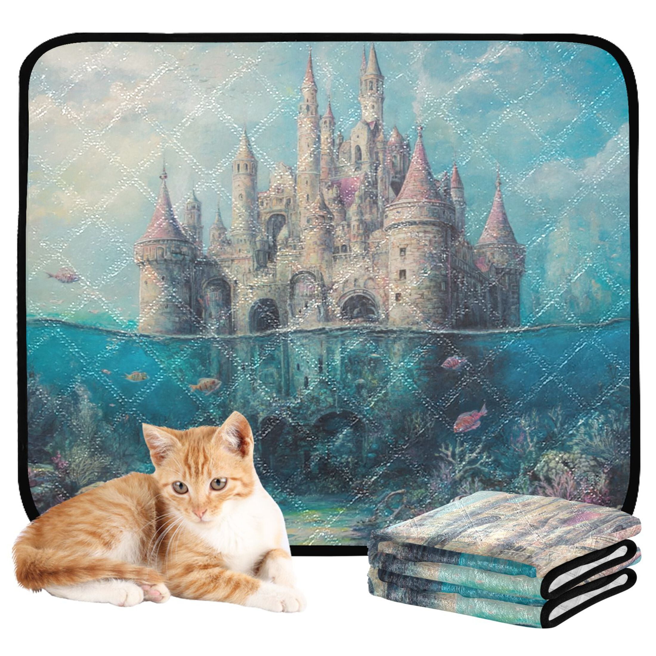Qxltty Seabed Castle Cat litter Pads Pet Set of 2 Diaper Mats Center Anti-leakage Layer Absorbent Soft and Comfortable
