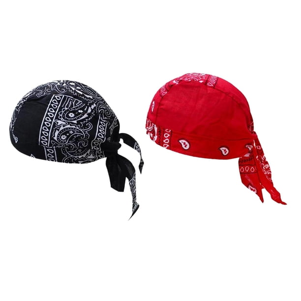 Gorro pirata para ciclismo, bandana, algodón transpirable y absorbente. negro rojo