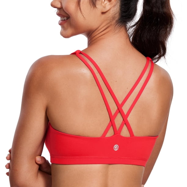 Sostén Deportivo CRZ YOGA con Tirantes Cruzados, Sin Aros, Acolchado, Rojo, Talle Grande