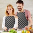 thumbnail image 3 of Gray and Black Checkerboard Pattern Apron-Garden Aprons for Women with Pockets-Cotton Linen Waterproof Kitchen Cooking Gardening Aprons Adjustable for Kitchen,Cooking,BBQ and Salon 33x27 Inch, 3 of 7