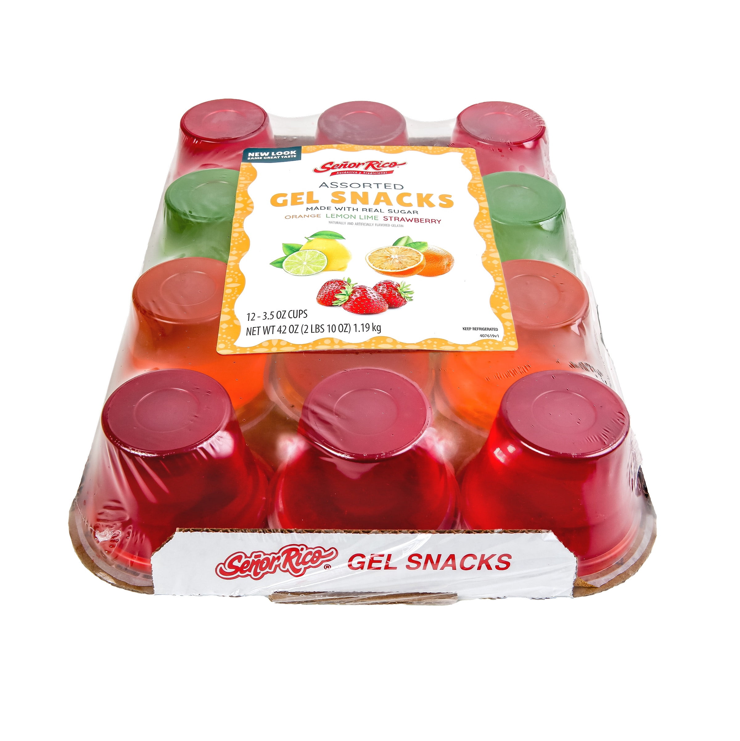 Senor Rico Assorted Gelatin Cups, 3.5 oz, 12 Pack, Peanut-Free