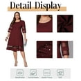 thumbnail image 5 of Cuteduck Women's Plus Size Casual Round-neck 3/4 Sleeve Fall Loose A-Line Shimmering Party Holiday Dress 1X-4X, 5 of 7