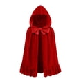 thumbnail image 2 of Hvyesh Little Red Riding Hood Cape Ruffled Bow Capelet Halloween Christmas Fancy Red Cloak with Hood, 2 of 10