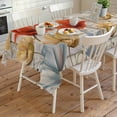 thumbnail image 4 of Retro Floral Rectangle Tablecloth, Red Yellow Tulips Barm Doors Farmhouse Wooden Waterproof & StainResistant Tablecloth, Washable Oil-proof Table Cover for Dining/Party/Wedding/Buffet 54x108 In, 4 of 9