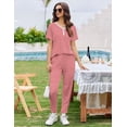 thumbnail image 3 of Ekouaer Pajamas for Women Set 2 Piece Lounge Set Short Sleeve Pjs Joggers Long Pants Sleepwear with Pockets, 3 of 6