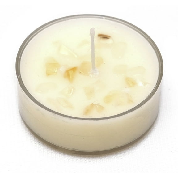 Veedint TeaLight Candles, White Sage Tea Light Candles, Crystal Infused, Citrine and Clear Quartz Crystal, Pack of 24