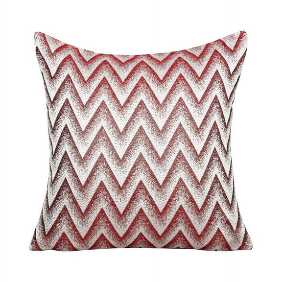 Violet Linen Indiana Chevron Pattern, Polyester Jacquard, Reversible, Burgundy, 18 Inch x 18 Inch, Decorative Throw Pillow